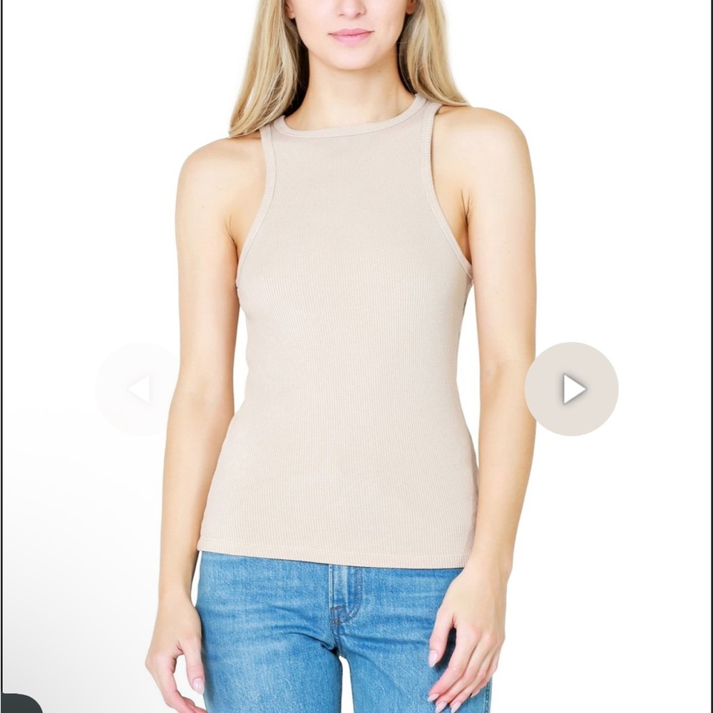 NWOT AGolde rib high neck tank latte
